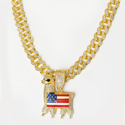 Llama The "Patriot" Iced-Out Cuban Link Chain